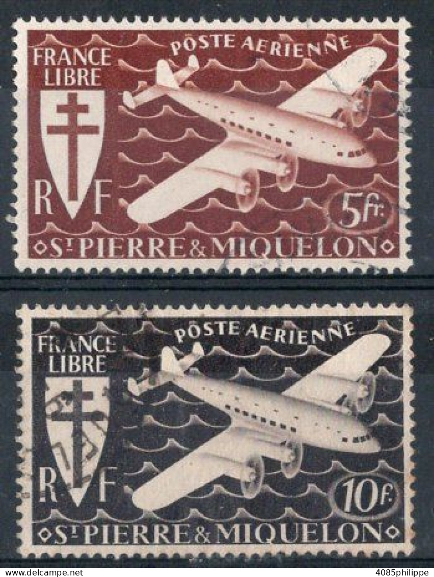 St Pierre Et Miquelon Timbres Poste Aérienne N°6 & 7 Oblitérés TB Cote : 2.75€ - Gebraucht