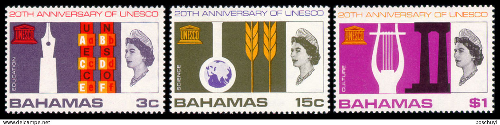 Bahamas, 1966, UNESCO, United Nations, MNH, Michel 254-256 - 1963-1973 Autonomia Interna