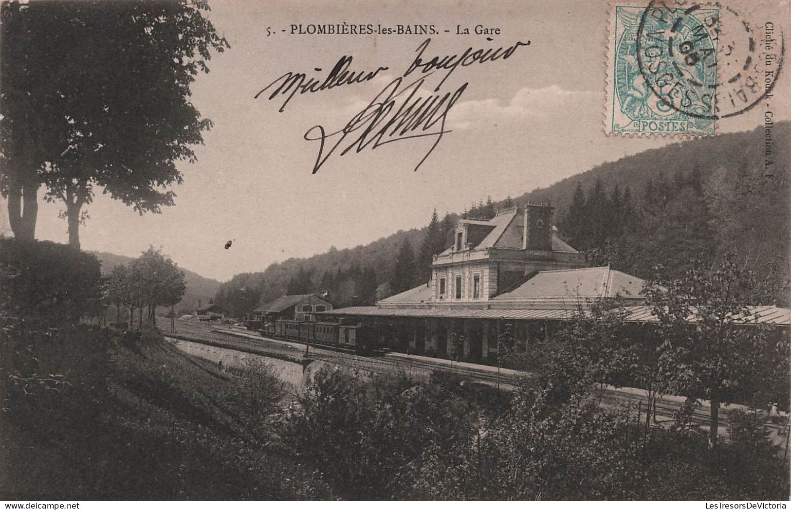 FRANCE - Plombieres Les Bains - La Gare - Train En Gare - Chemin De Fer -  Carte Postale Ancienne - Plombieres Les Bains