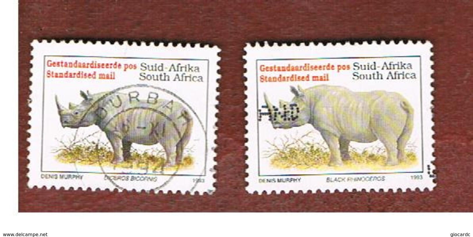 SUD AFRICA (SOUTH AFRICA) - SG 821.821b - 1993 ENDANGERED ANIMALS: BLACK RHINOCEROS (NAME IN 2 DIFFERENT LANGUAGE) -USED - Used Stamps