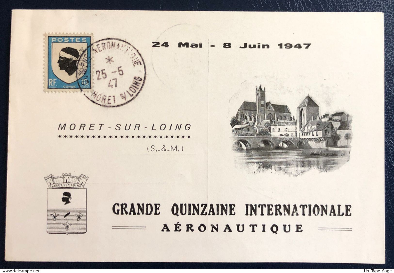 France Divers Sur Carte - TAD QUINZne AERONAUTIQUE, Moret S/ LOING 25.5.1947 - 2 Photos - (B1741) - 1927-1959 Cartas & Documentos