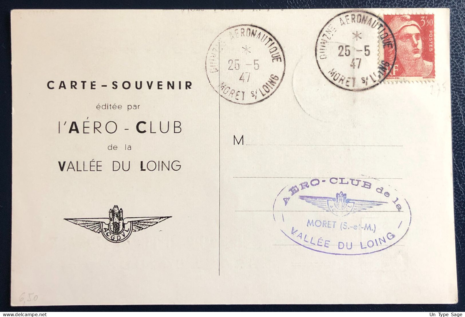 France Divers Sur Carte - TAD QUINZne AERONAUTIQUE, Moret S/ LOING 25.5.1947 - 2 Photos - (B1741) - 1927-1959 Cartas & Documentos