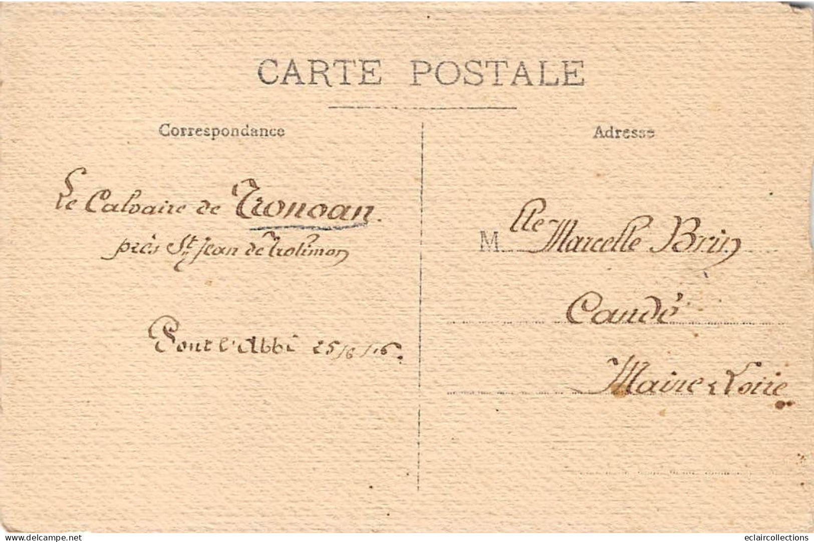 Tronoan           29      2 Cartes Calvaire Breton . Homualk    (bord Supérieur Abimé)  + 1 Autre Cliché     (voir Scan) - Other & Unclassified