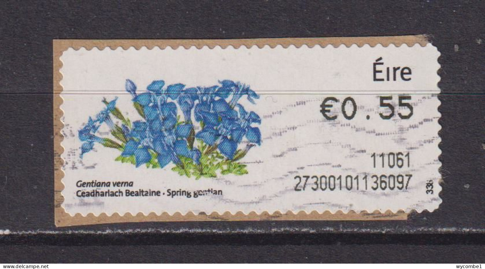 IRELAND  -  2010 Spring Gentian SOAR (Stamp On A Roll)  Used On Piece As Scan - Used Stamps