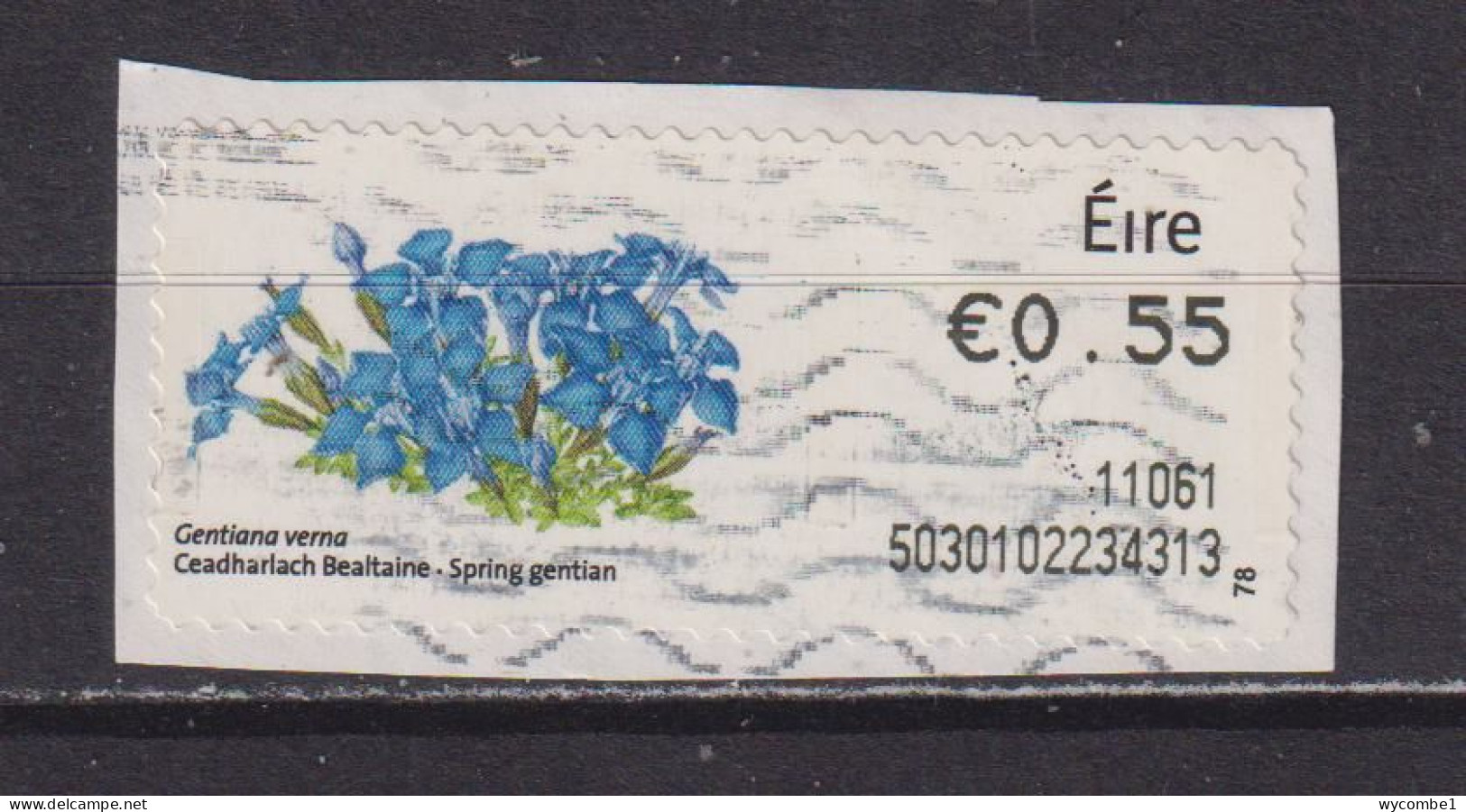 IRELAND  -  2010 Spring Gentian SOAR (Stamp On A Roll)  Used On Piece As Scan - Used Stamps