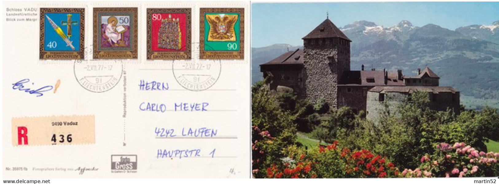 Liechtenstein 1977: REICHSKLEINODIEN III Zu 611-614 Mi 673-676 Yv 617-620 Auf R-Karte Mit O VADUZ  2.VIII.77 - Covers & Documents