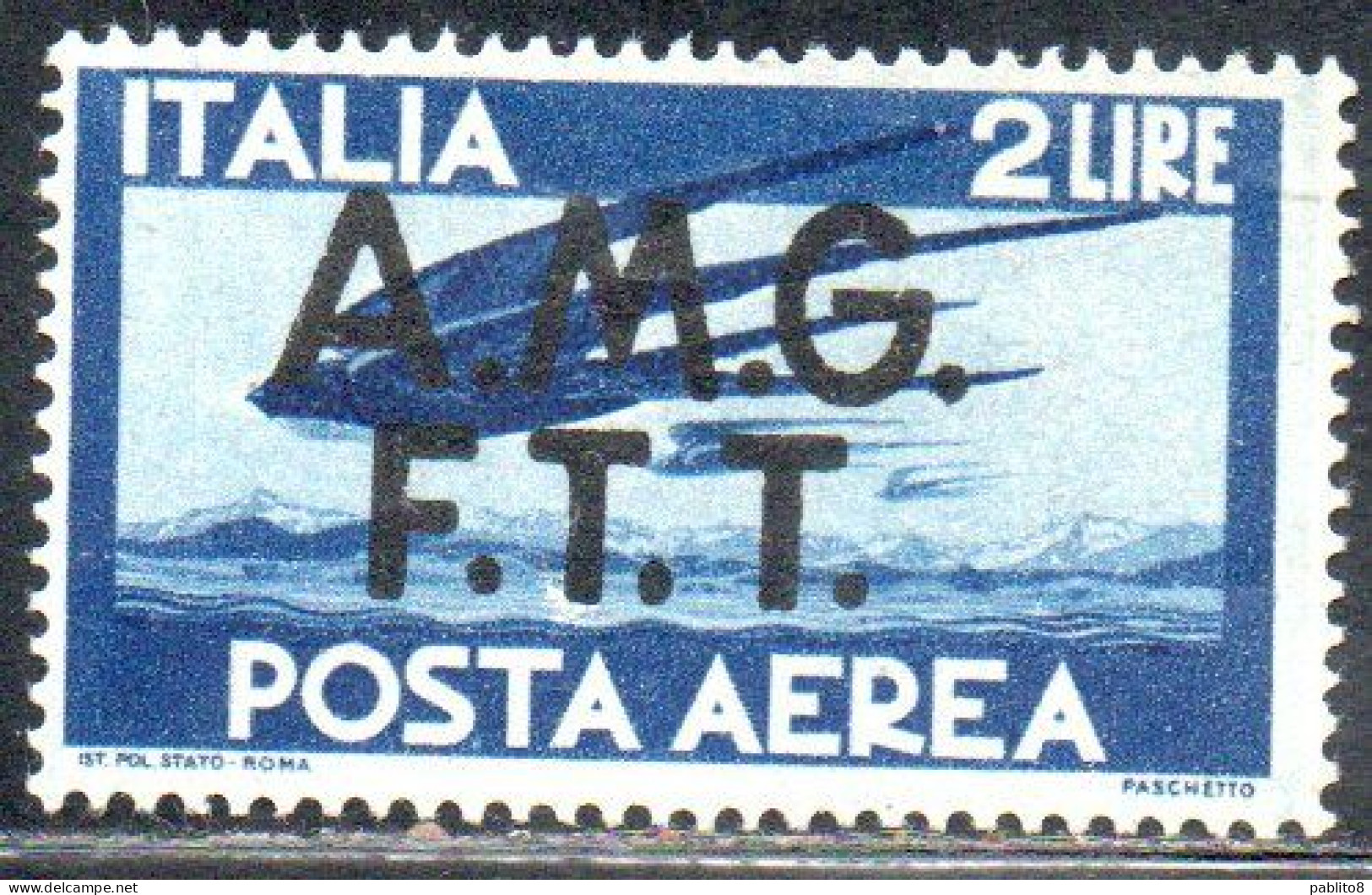 TRIESTE A 1947 AMG - FTT ITALIA ITALY OVERPRINTED DEMOCRATICA  POSTA AEREA AIR POST MAIL AIRMAIL LIRE 2 MNH - Poste Aérienne