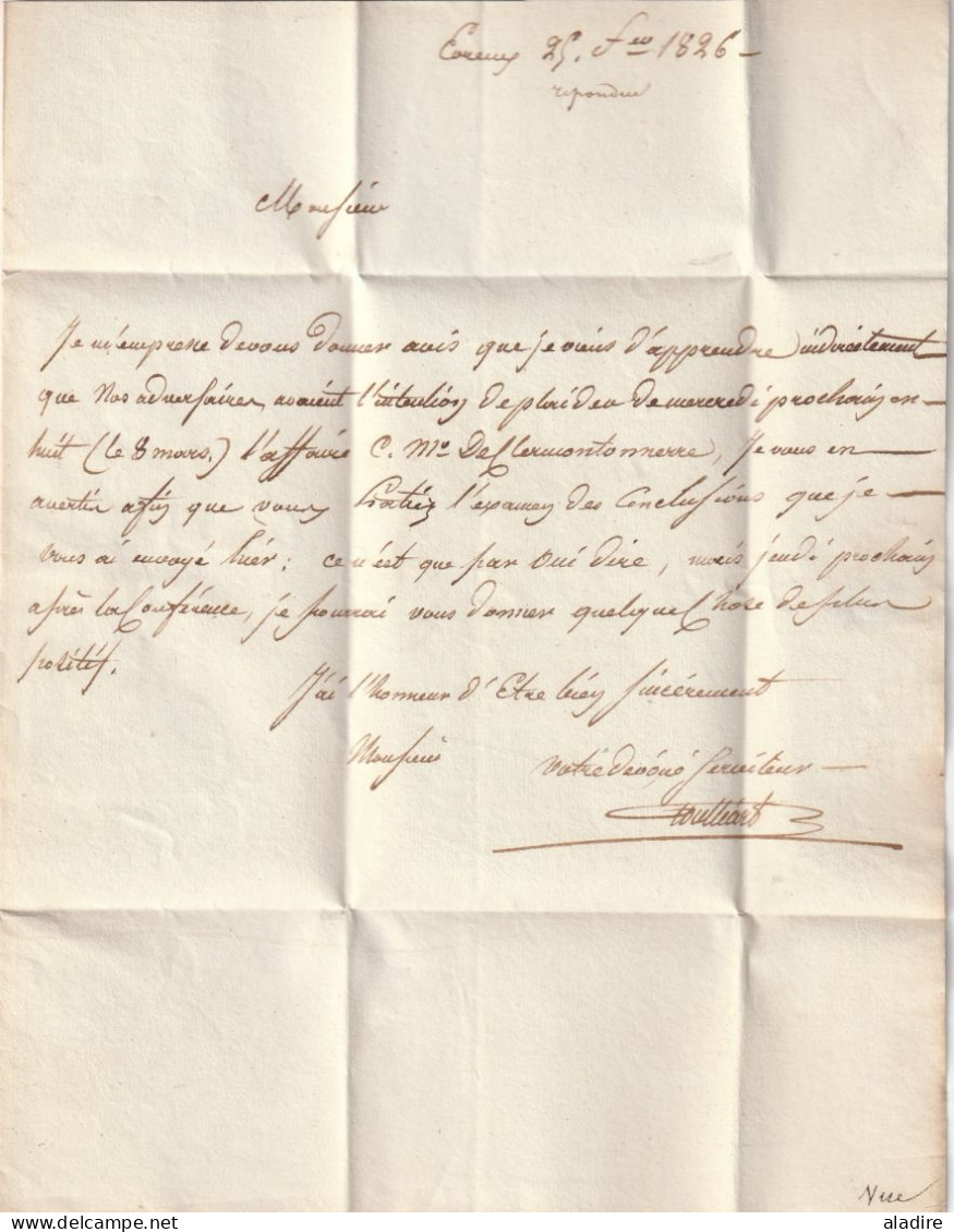 1824 - Marque postale 26 CONCHES (35 x 12 mm) sur lettre pliée vers PARIS - taxe 5 - dateur en arrivée