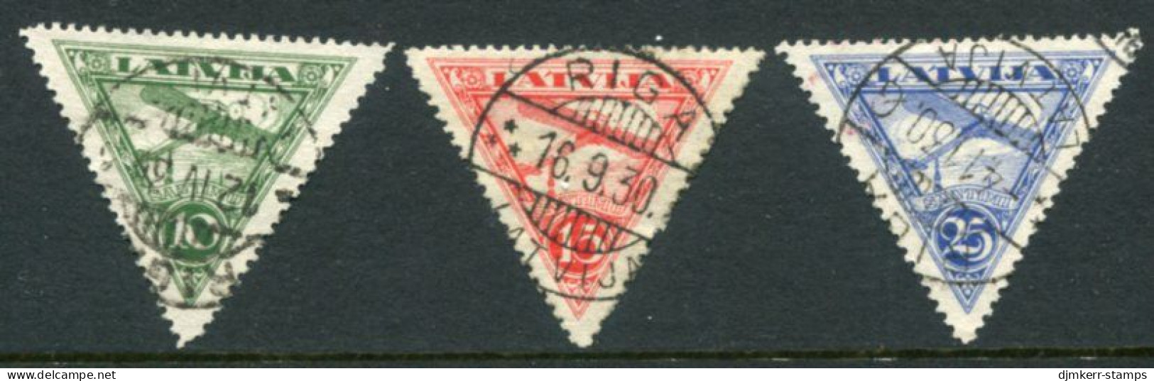 LATVIA 1928 Airmail Used.  Michel 129-31 - Lettland