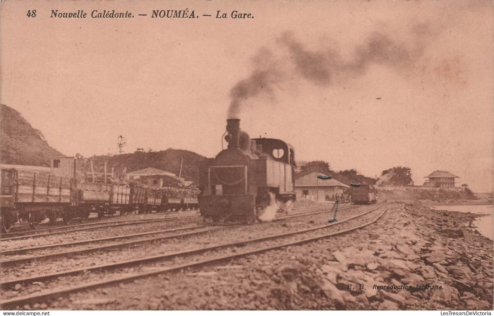 Nouvelle Calédonie - Noumea - La Gare - Train En Gare - Locomotive - Chemin De Fer - Carte Postale Ancienne - Nieuw-Caledonië
