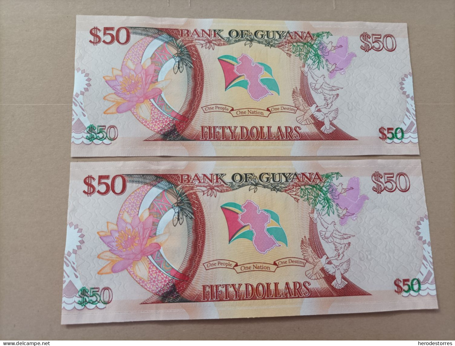 Pareja Correlativa De Guyana De 50 Dólares, Año 2016, UNC - Guyana