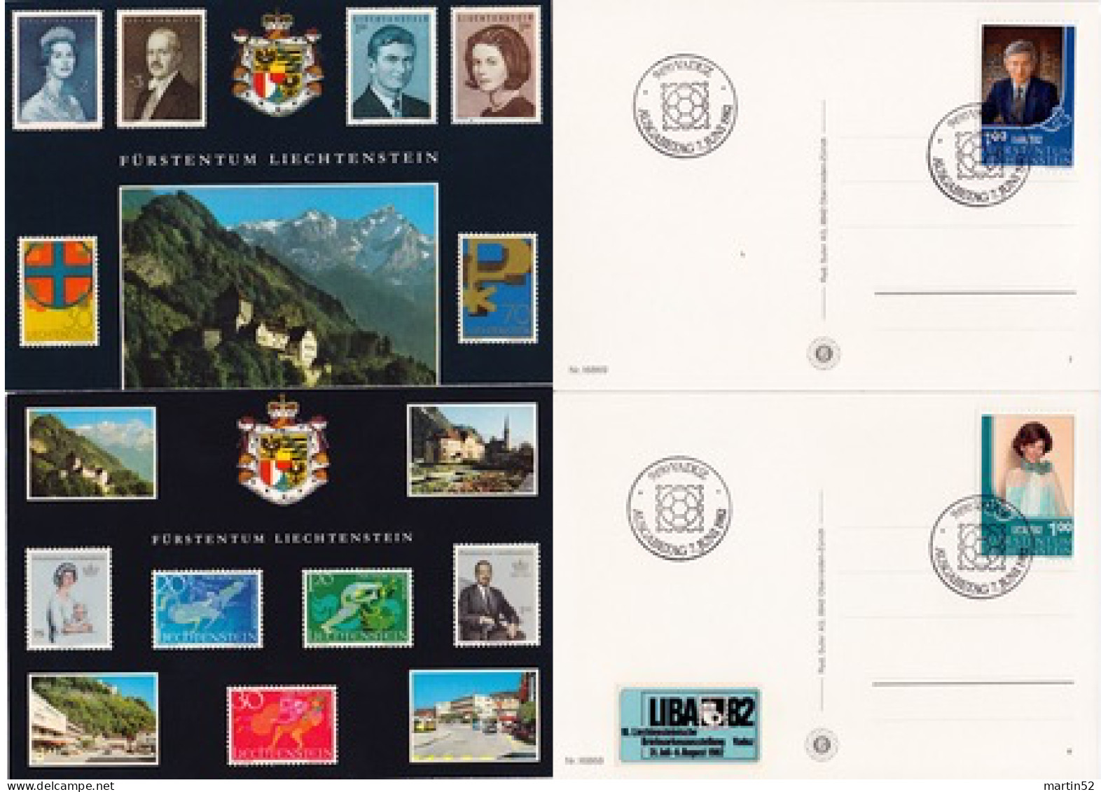 Liechtenstein 1982: LIBA'82 "Fürsten-Paar" Zu 736-737 Mi 797-798 Yv 738-739 Auf Bild-Karten Mit ET-o VADUZ - Lettres & Documents