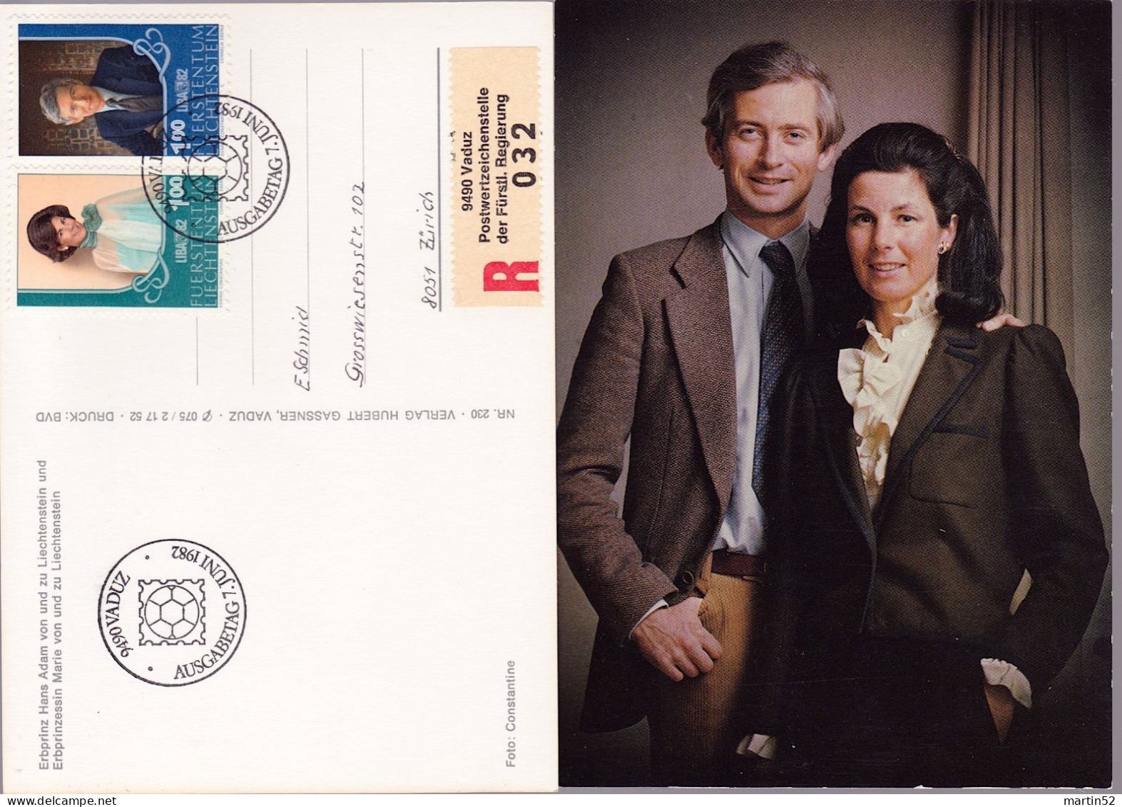 Liechtenstein 1982: LIBA'82 "Fürsten-Paar" Zu 736-737 Mi 797-798 Yv 738-739 Auf Bild-Karte Mit ET-o VADUZ - Covers & Documents