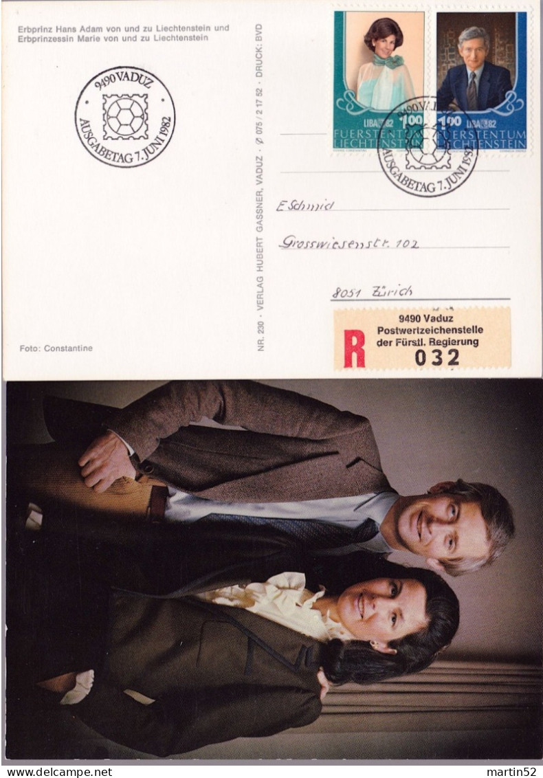 Liechtenstein 1982: LIBA'82 "Fürsten-Paar" Zu 736-737 Mi 797-798 Yv 738-739 Auf Bild-Karte Mit ET-o VADUZ - Lettres & Documents