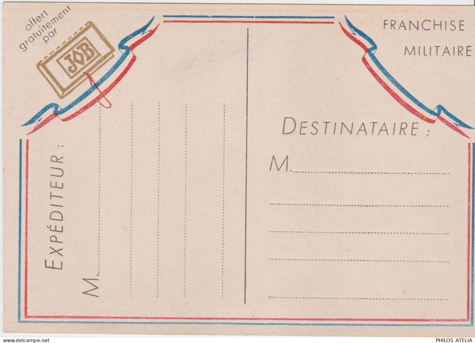 CP FM Carte Postale Franchise Militaire Offerte Par JOB Papier Cigarette Guerre 39 45 Weingarten 2PU26 P96 - Sonstige & Ohne Zuordnung