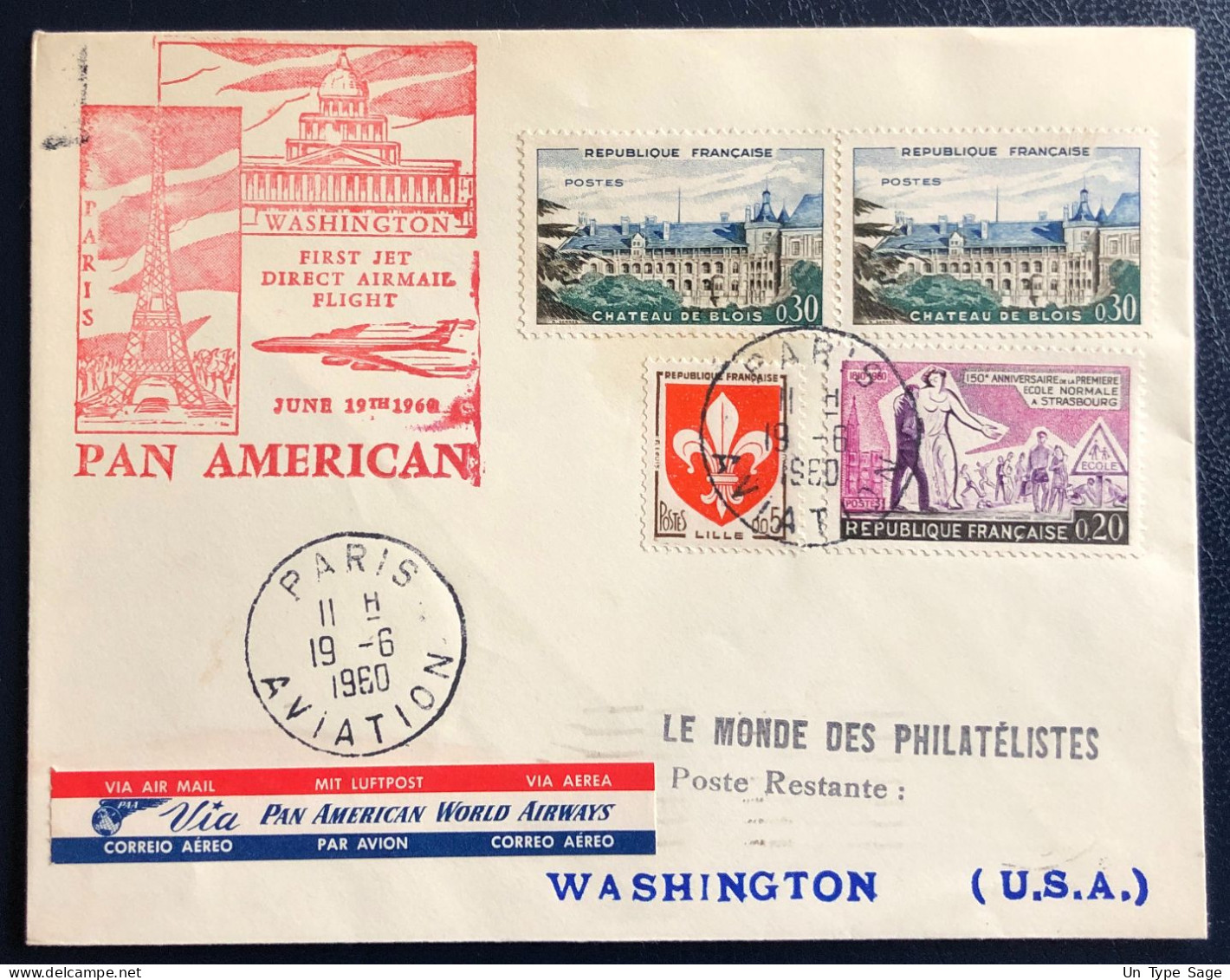 France Divers Sur Enveloppe - Pan American - First Jet Direct Airmail Flight 19.6.1960 - (B1755) - 1960-.... Storia Postale