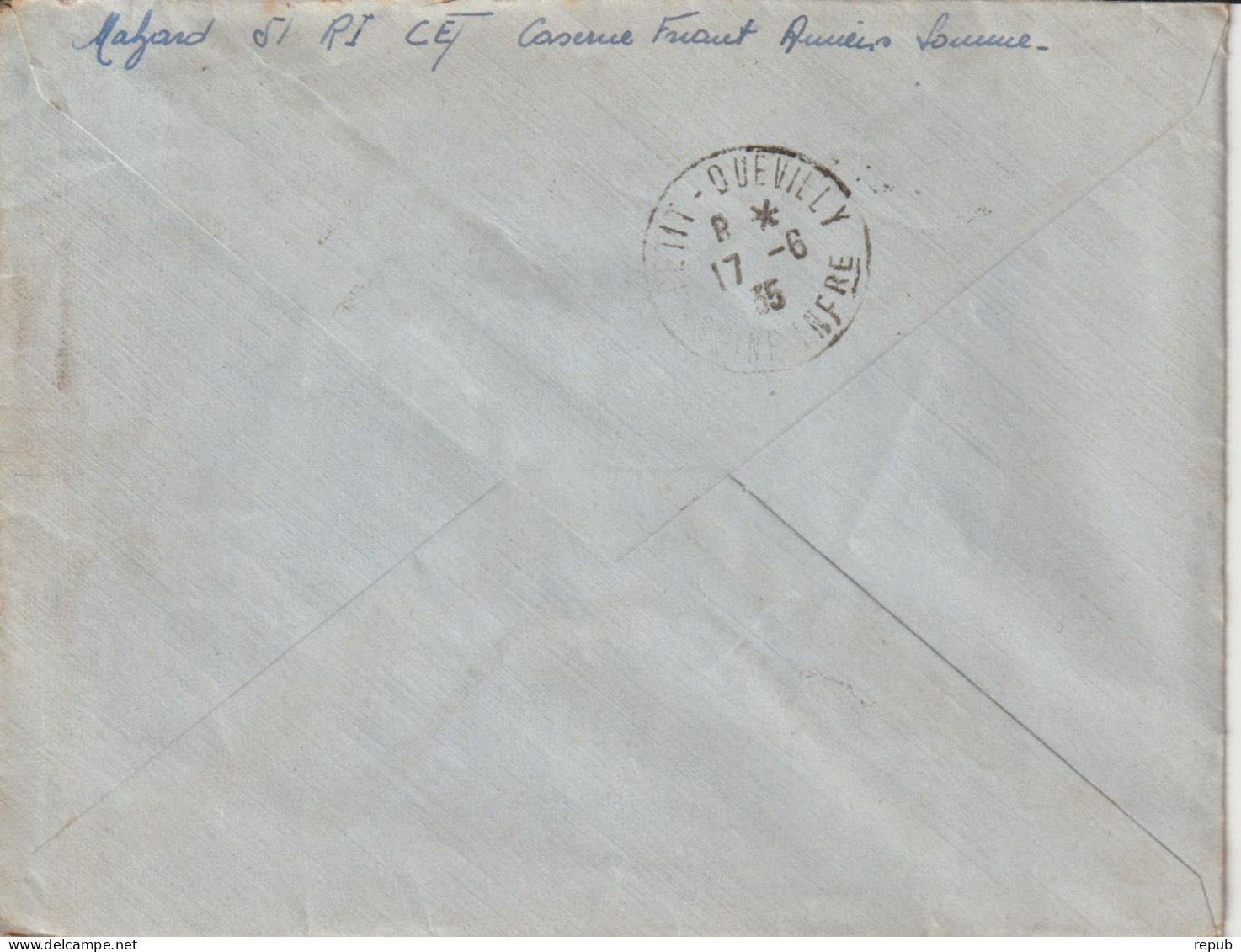 Lettre En Franchise FM 7 Oblitération 1935 Amiens - Military Postage Stamps
