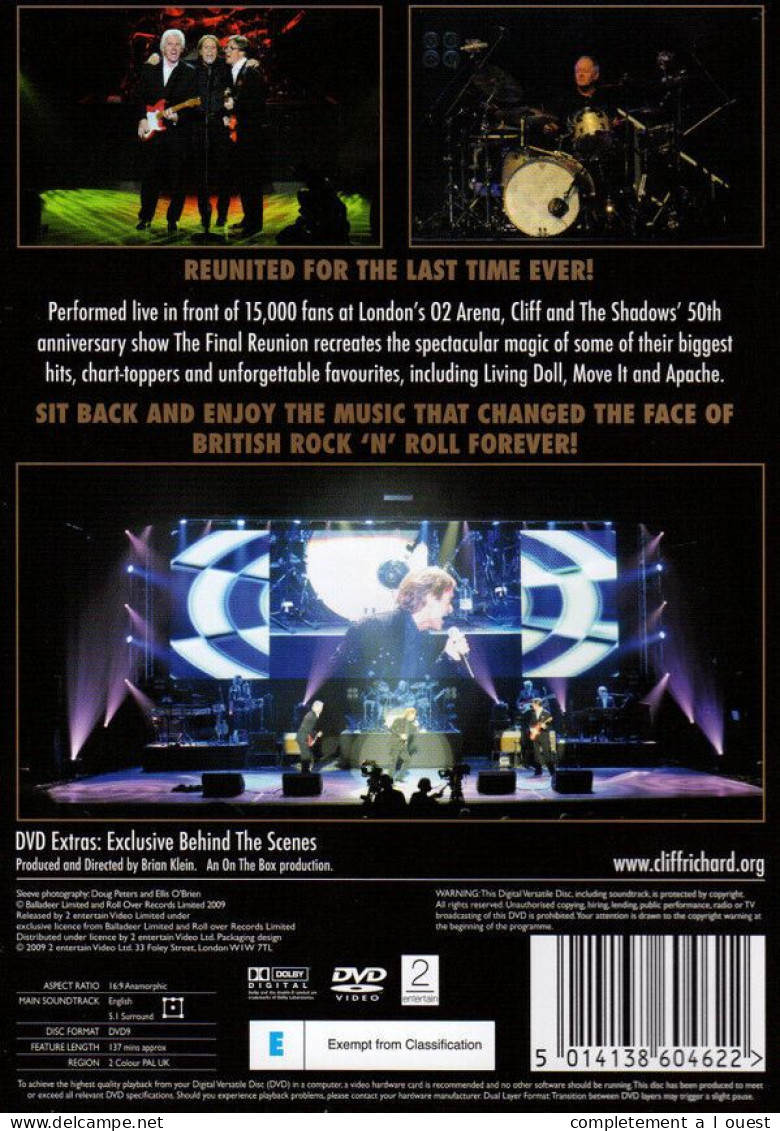 The Final Reunion Cliff Richard The Shadows Live Hank Marvin DVD Et And Les - DVD Musicaux