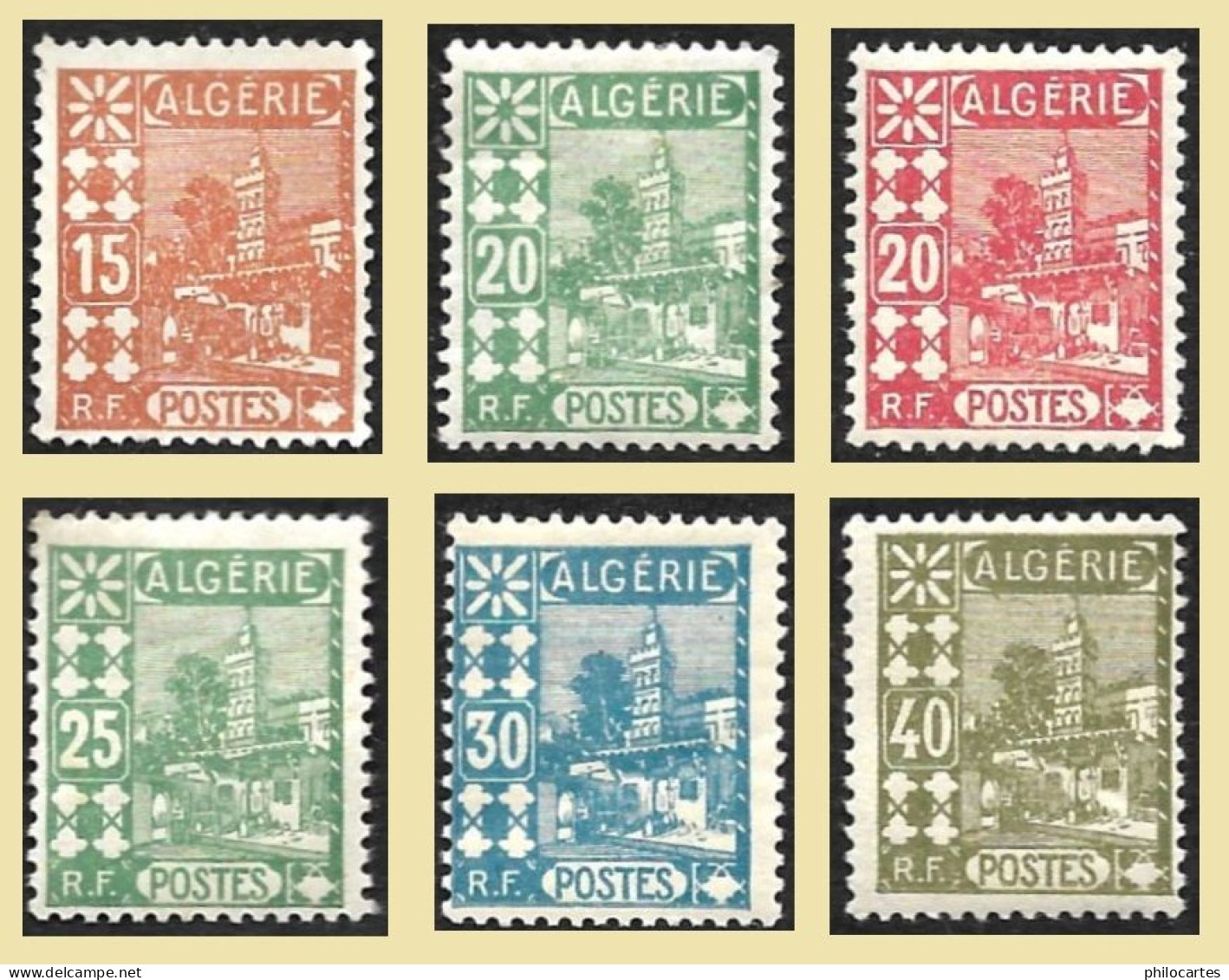 ALGERIE 1926 - 6  Valeurs Mosquée  Entre YT 39 Et 45 - Neufs - Neufs