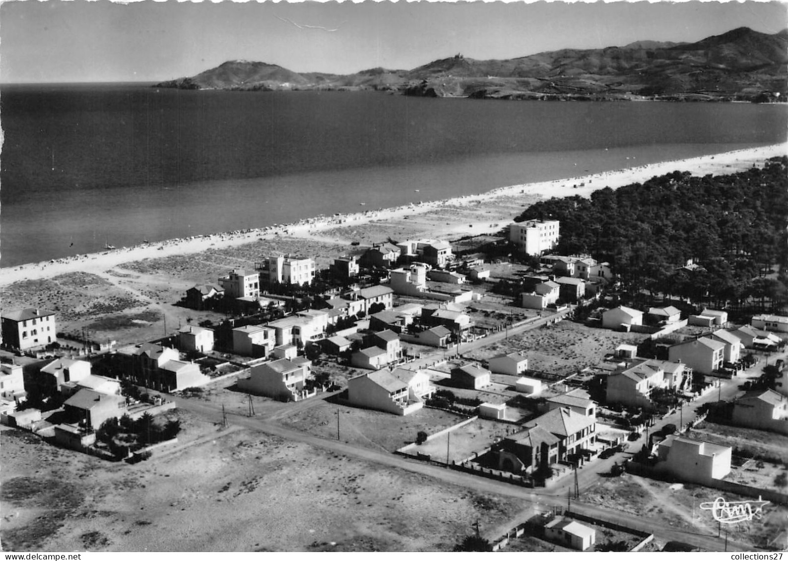 66-ARGELES-SUR-MER- VUE AERIENNE DE LA PLAGE DANS LE FOND LES ALBERES - Argeles Sur Mer