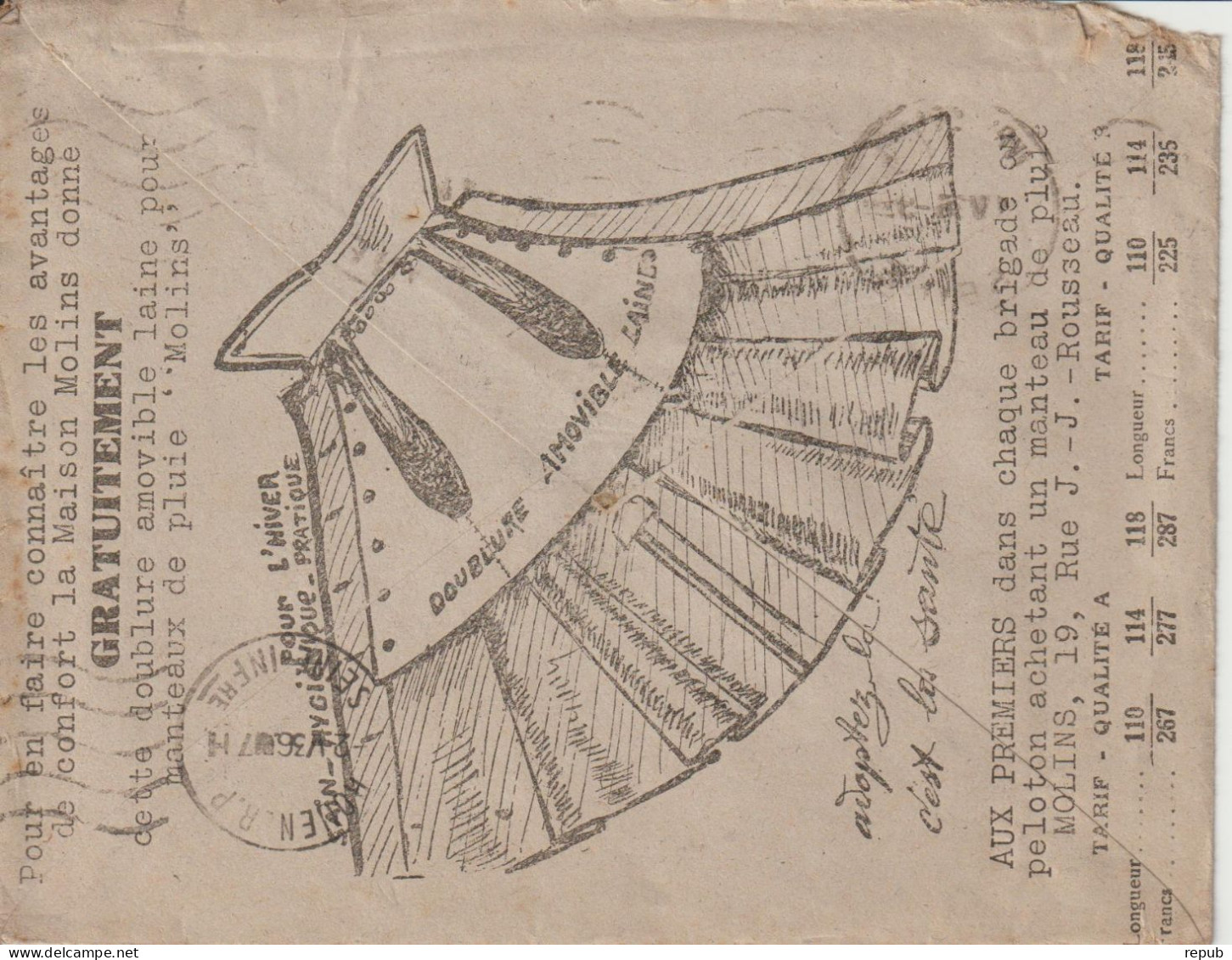 Lettre En Franchise FM 7 Oblitération 1936 Ivry Avec Illustration Au Verso - Francobolli  Di Franchigia Militare