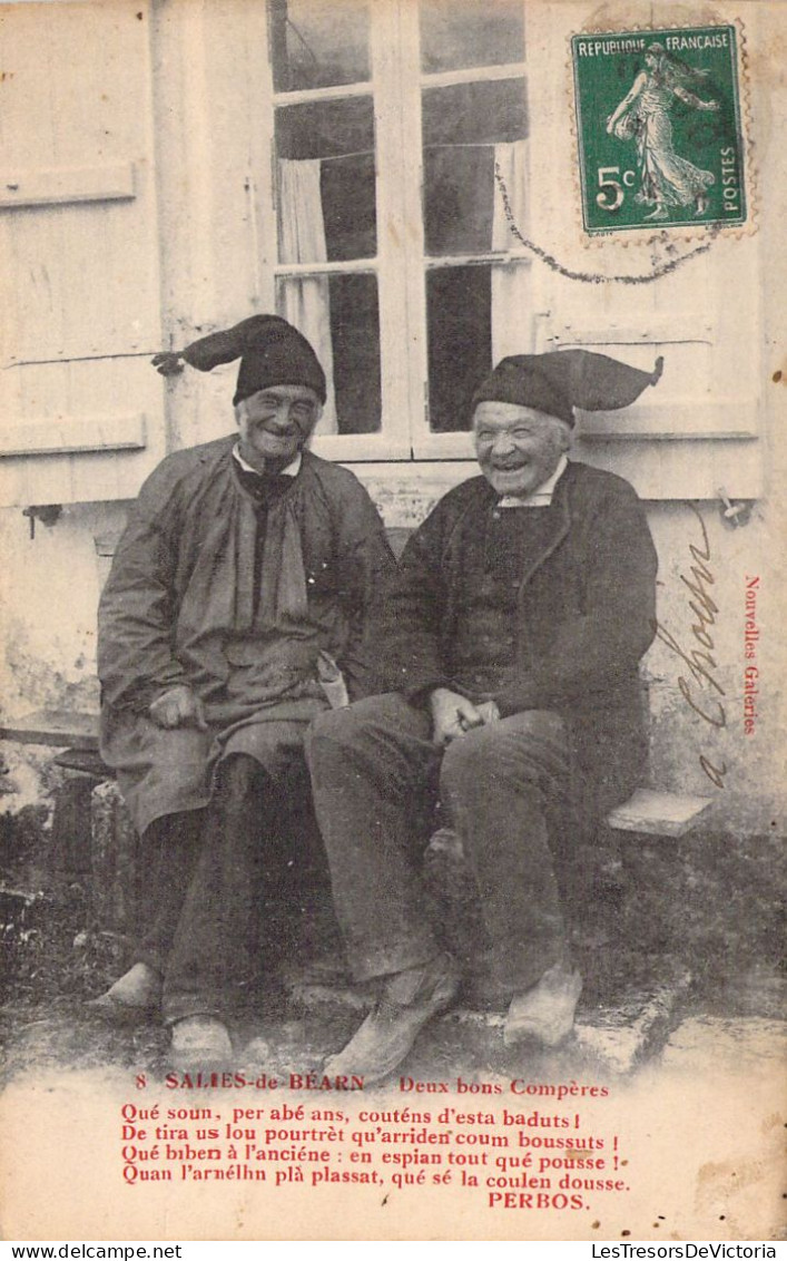 FOLKLORE - SALIES DE BEARN - Deux Bons Compères - Carte Postale Ancienne - Vestuarios