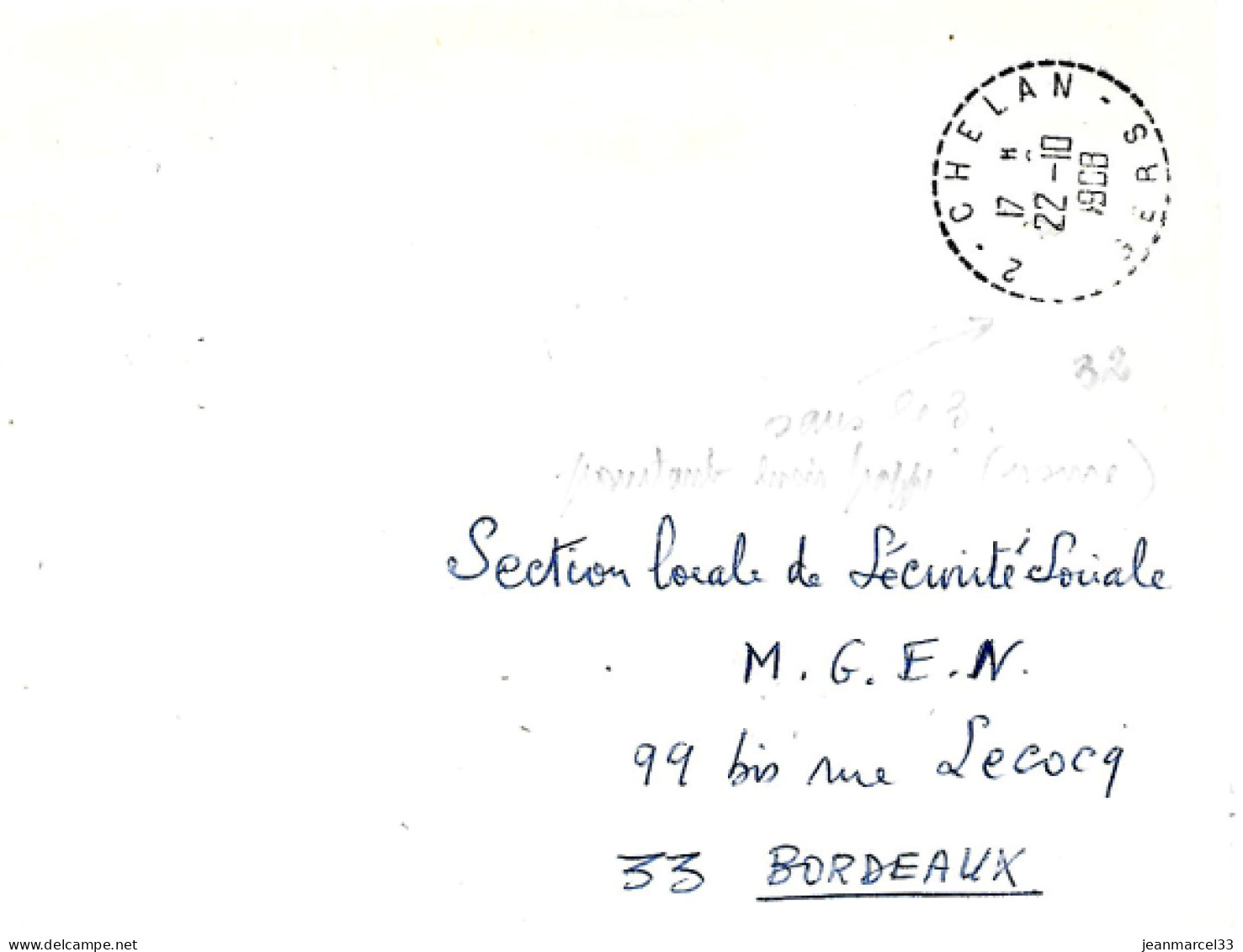 Curiosité Sur Lettre, Timbre à Date Manuel Usé, 32-Chelan (sans Le 3) 22-I0 I968 - Cartas & Documentos