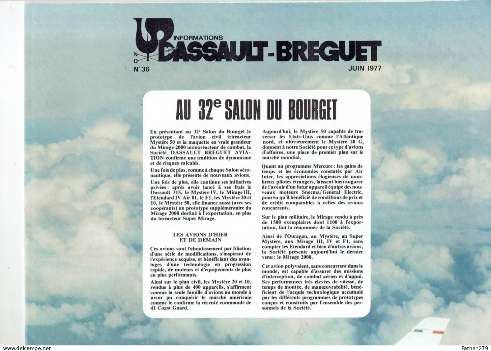 Documentation de la société et des avions Marcel Dassault-Bréguet Aviation 1977