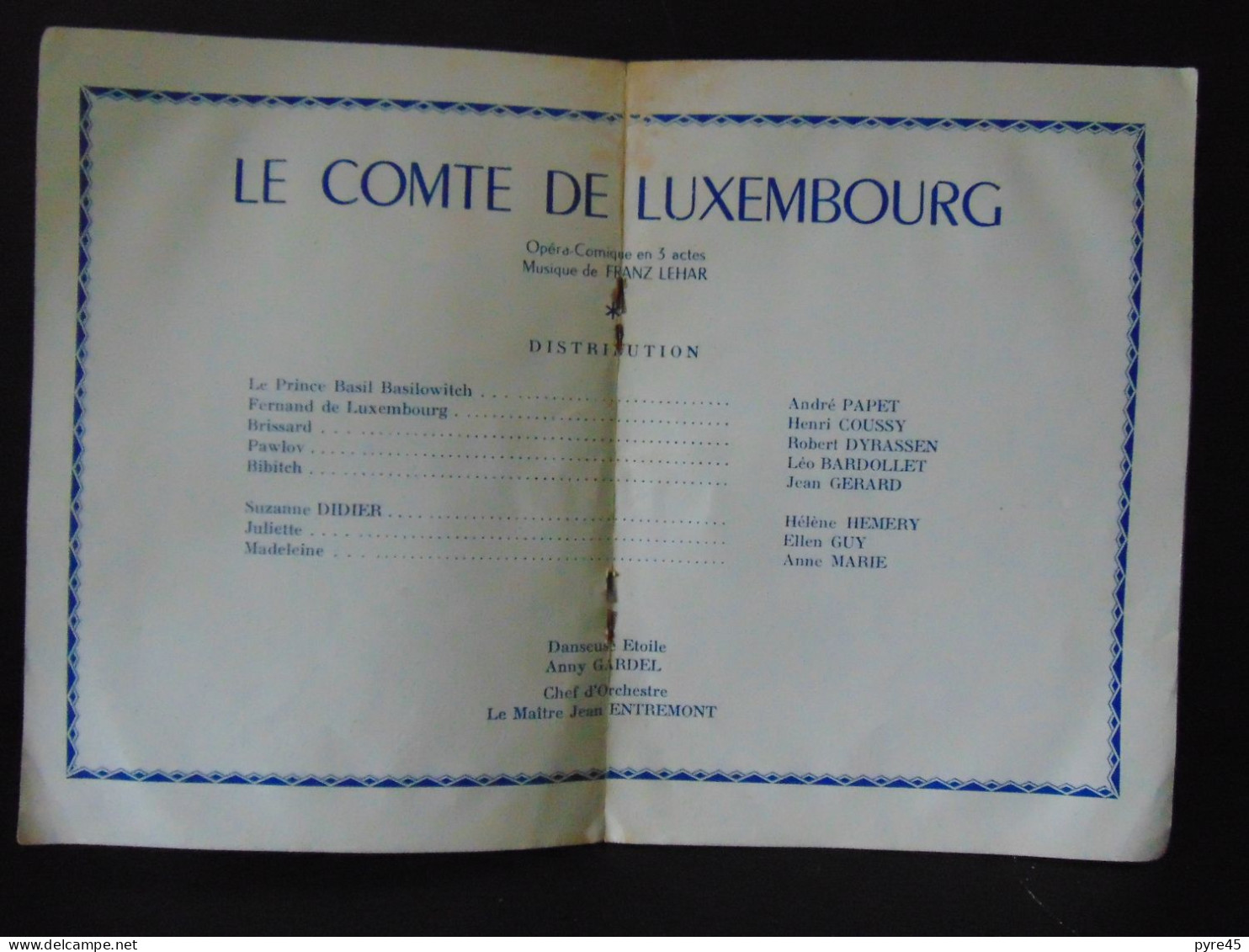 Programme Tournées Lyriques Françaises, Saison 1956 - Programmes