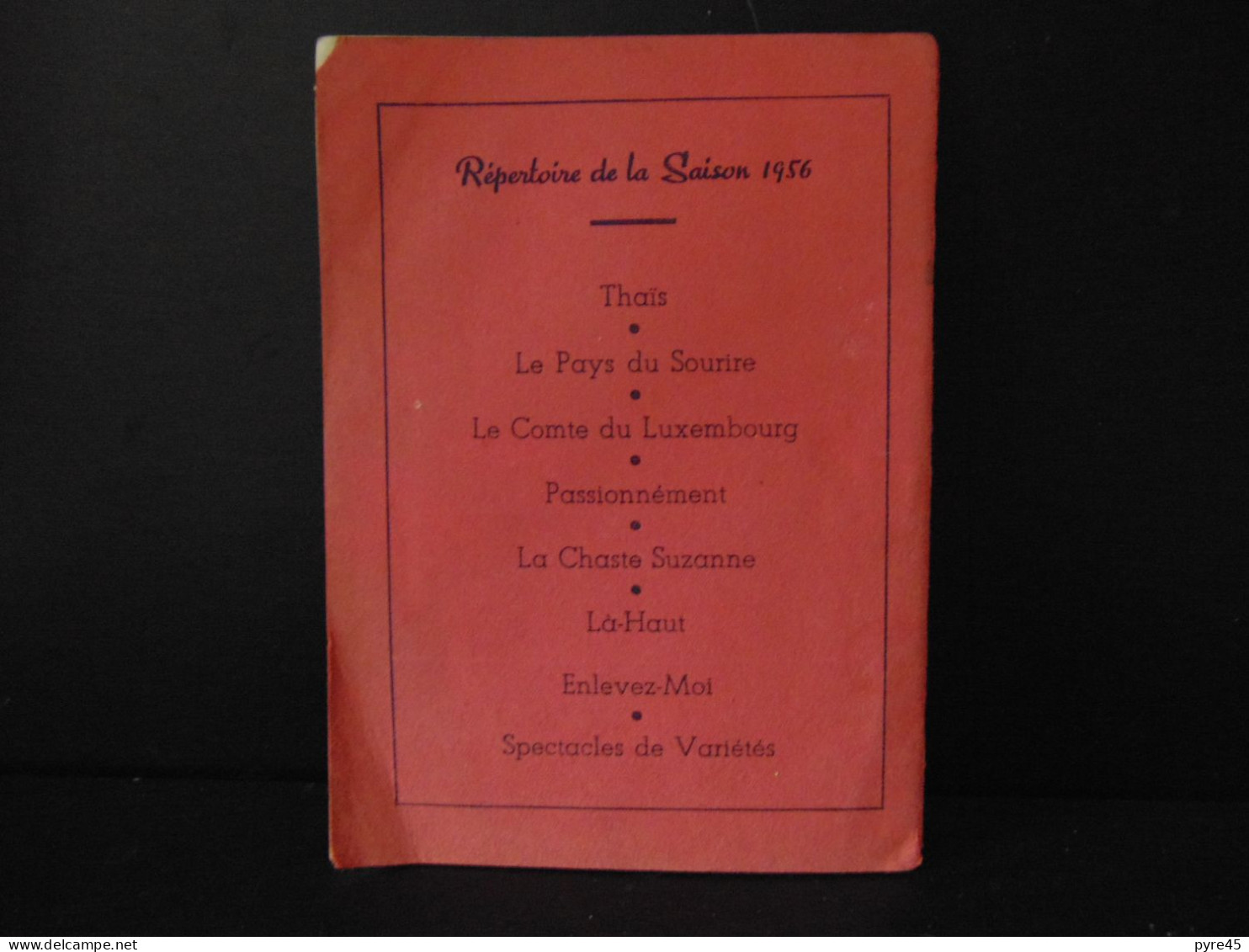 Programme Tournées lyriques françaises, saison 1956