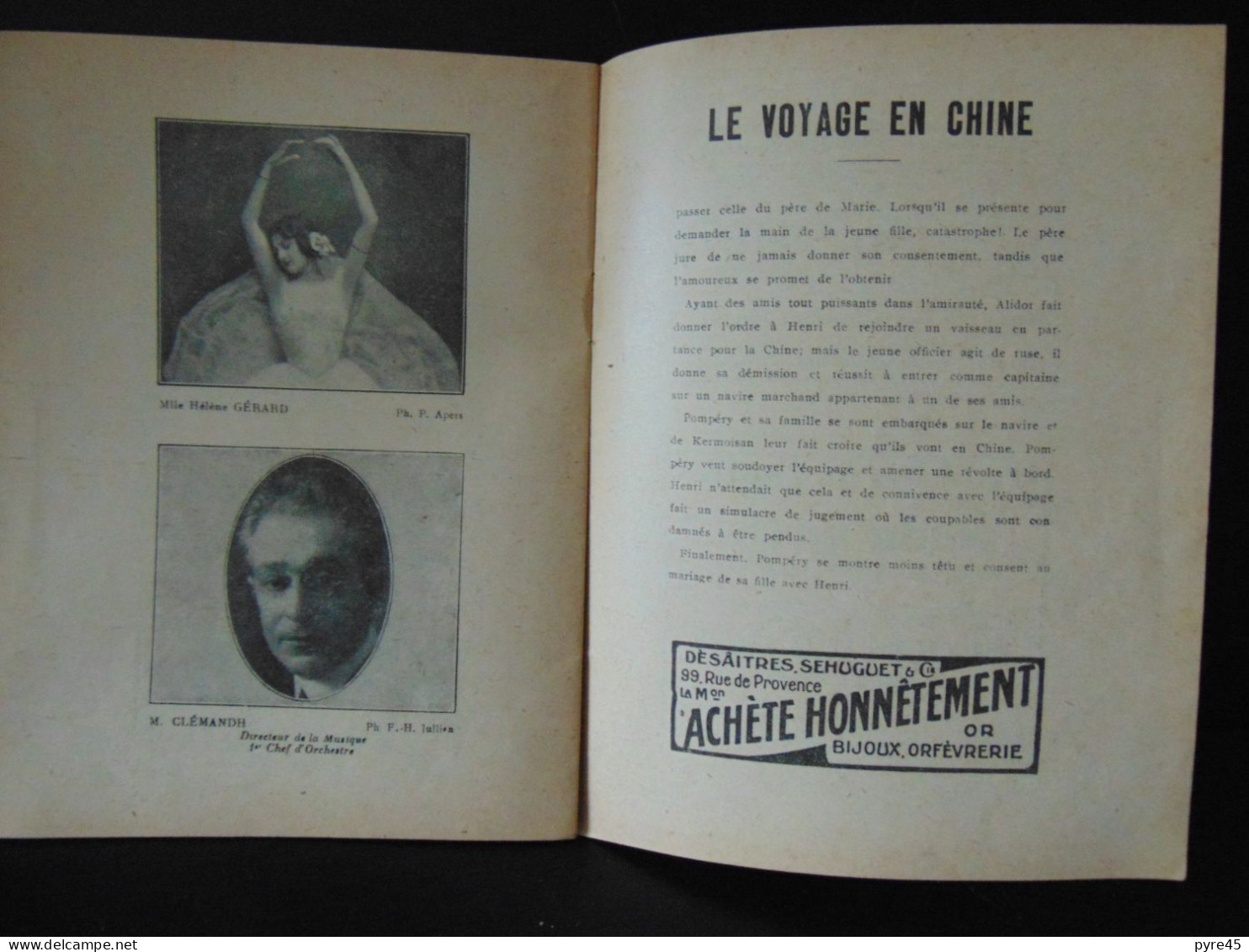 Programme Théâtre De La Gaité-Lyrique " Le Voyage En Chine " 1927/1928 - Programmes