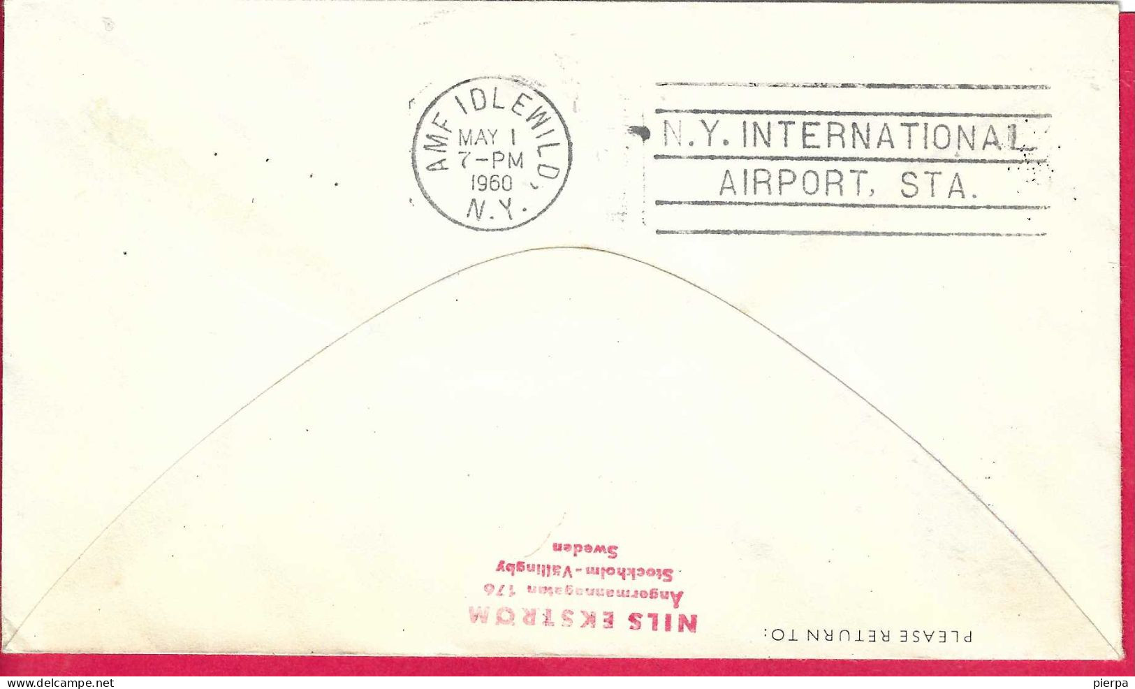 SVERIGE - FIRST DOUGLAS DC-8 FLIGHT - SAS - FROM NEW YORK TO ANCHORAGE *28.5.60* ON OFFICIAL COVER - Cartas & Documentos