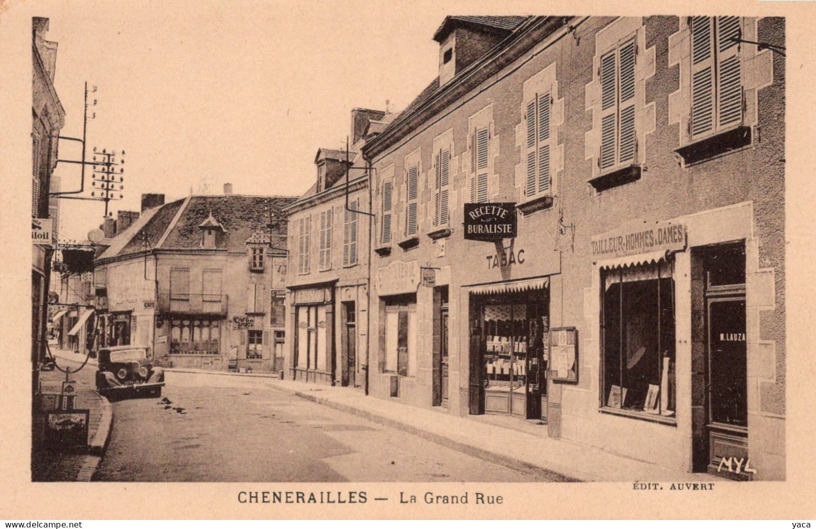 Chenerailles La Grande Rue -   Tabac Recette Buraliste - Traction Citroen - Chenerailles