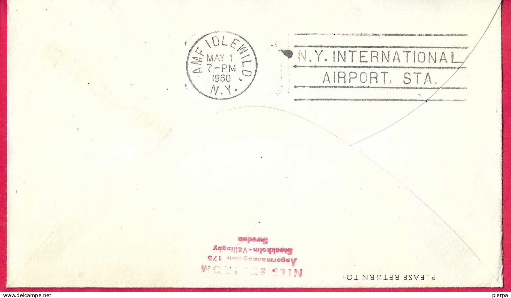 SVERIGE - FIRST DOUGLAS DC-8 FLIGHT - SAS - FROM STOCKHOLM TO NEW YORK *28.4.60* ON OFFICIAL COVER - Cartas & Documentos