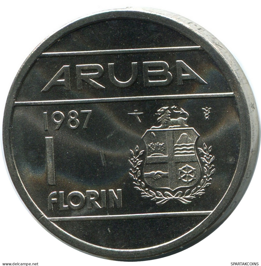 1 FLORIN 1987 ARUBA Moneda (From BU Mint Set) #AH026.E - Aruba