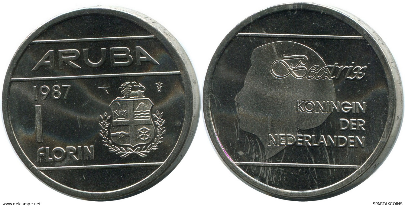 1 FLORIN 1987 ARUBA Moneda (From BU Mint Set) #AH026.E - Aruba