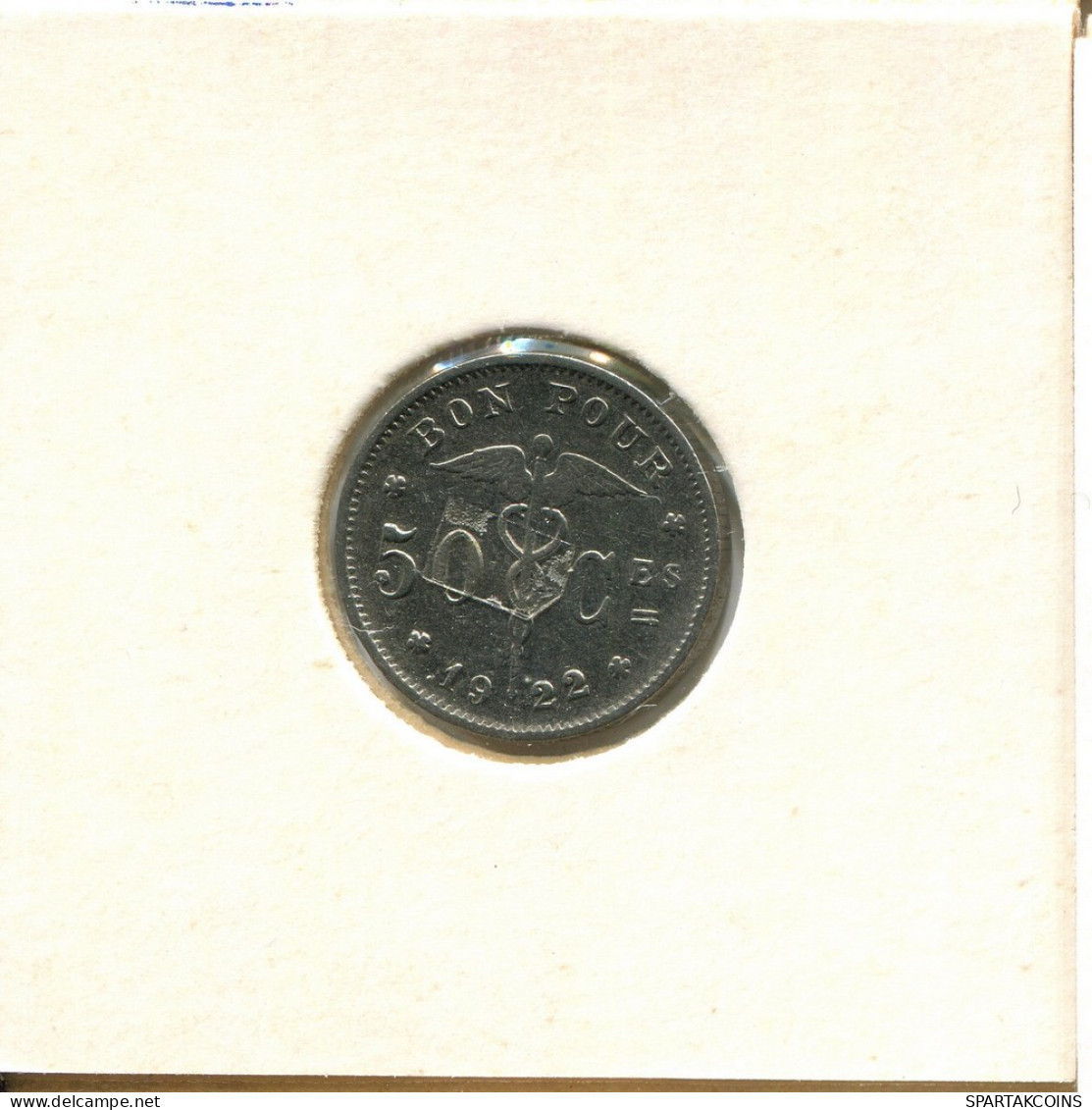 50 CENTIMES 1922 FRENCH Text BÉLGICA BELGIUM Moneda #BB271.E - 50 Cent