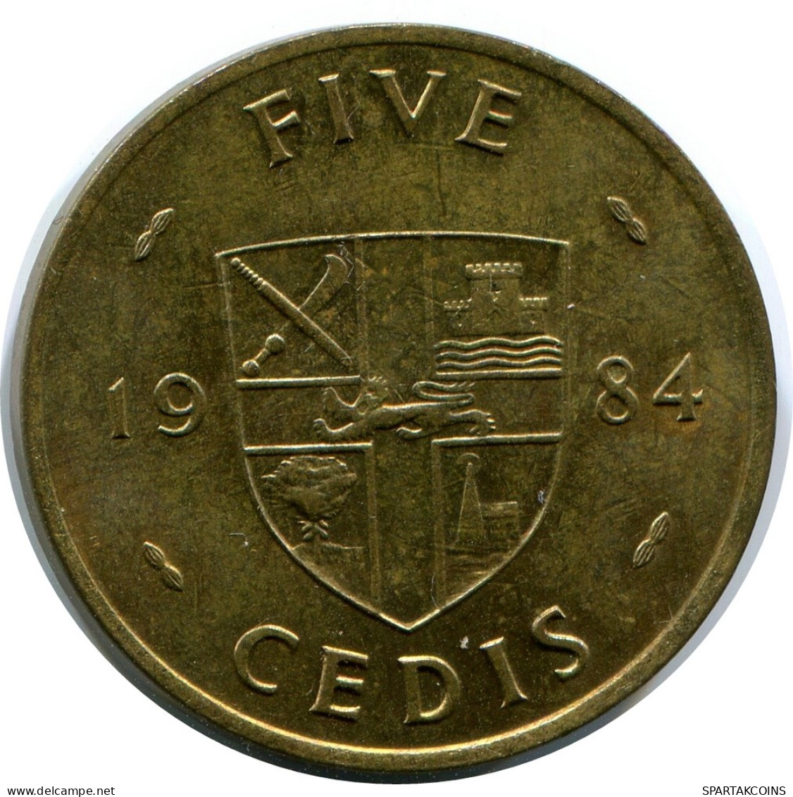 5 CEDIS 1984 GHANA Moneda #AP884.E - Ghana