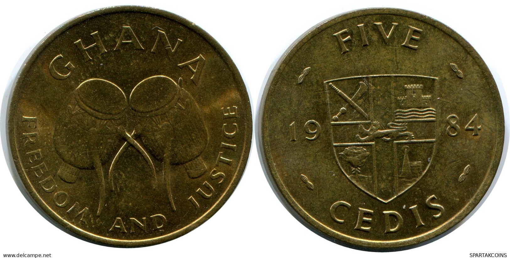 5 CEDIS 1984 GHANA Moneda #AP884.E - Ghana