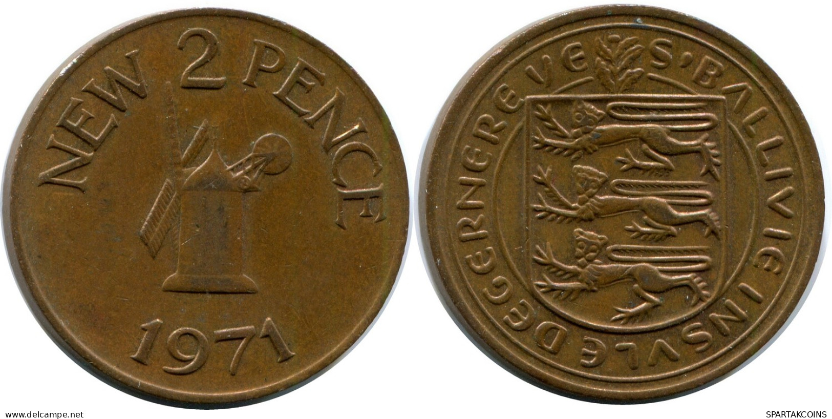 2 NEW PENCE 1971 GUERNSEY Moneda #AX907.E - Guernesey