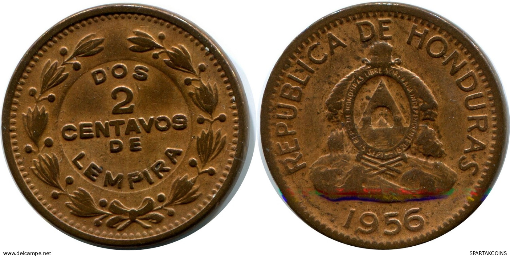 2 CENTAVOS 1956 HONDURAS Moneda #AY255.2.E - Honduras