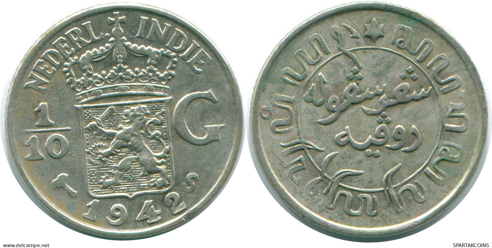 1/10 GULDEN 1942 INDIAS ORIENTALES DE LOS PAÍSES BAJOS PLATA #NL13955.3.E - Indes Néerlandaises