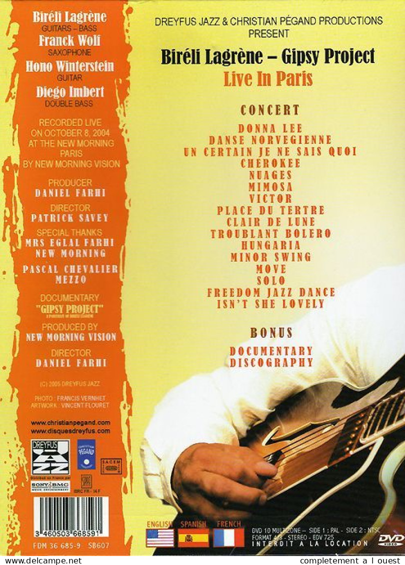 Bireli Lagrene & Gipsy Project Live In Paris DVD Jazz Manouche Guitare Django Reinhardt - Music On DVD