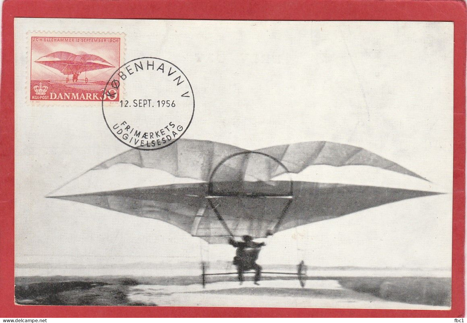 Danemark - Carte Maximum - 1956 - J.C.H. Ellehammer 12 September 1906 - Aviation - Cartes-maximum (CM)