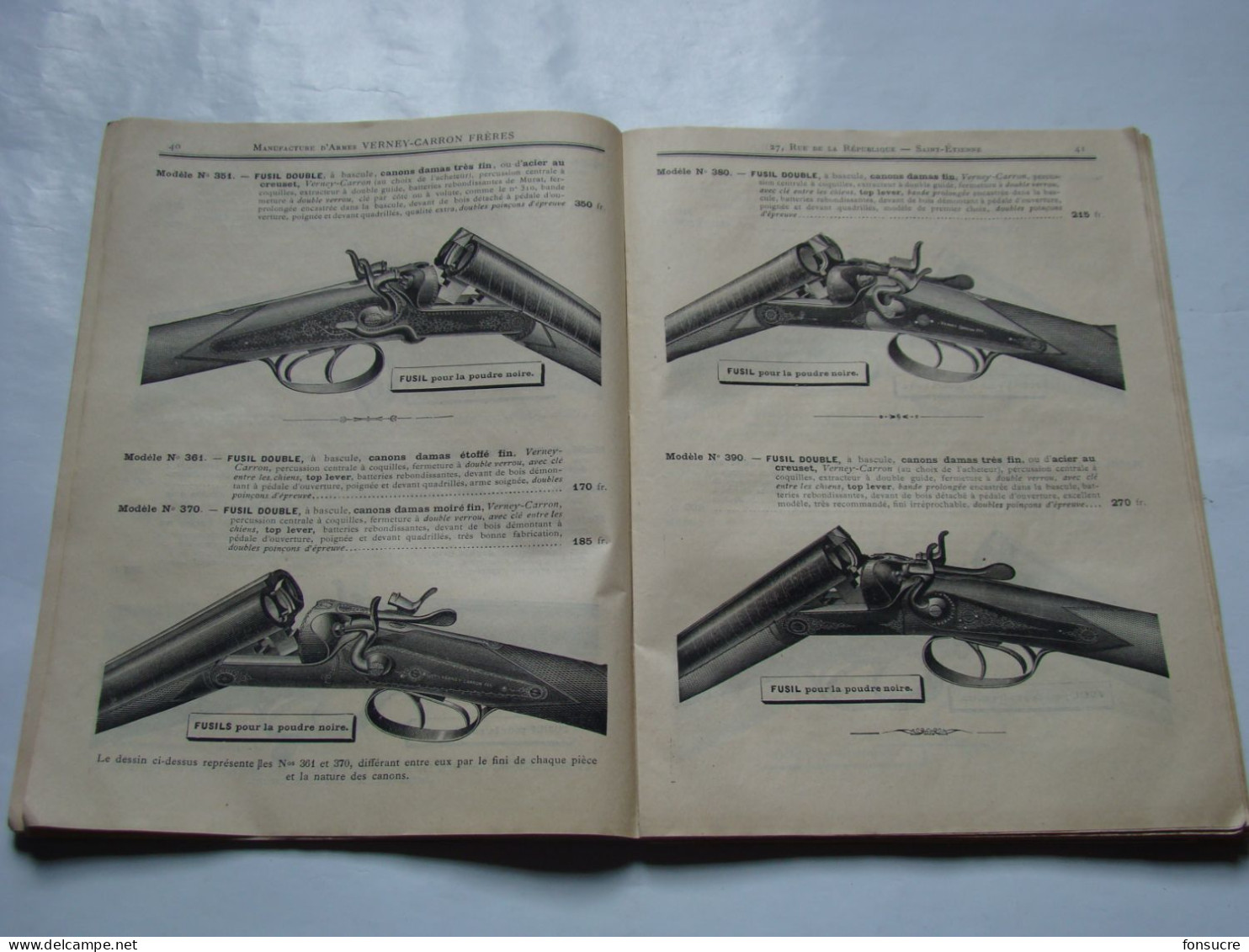 CHr Catalogue VERNEY CARRON Manufacture D'Armes St Etienne 42 Loire 1896 Fusil Carabine Revolver Chasse Cartouche Balle - Materiaal En Toebehoren