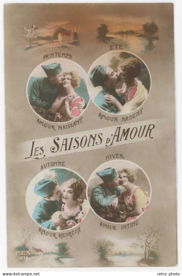 Cpa Patriotique - Les Saisons D'Amour - Soldat, Couple    (S.12535) - Altri & Non Classificati