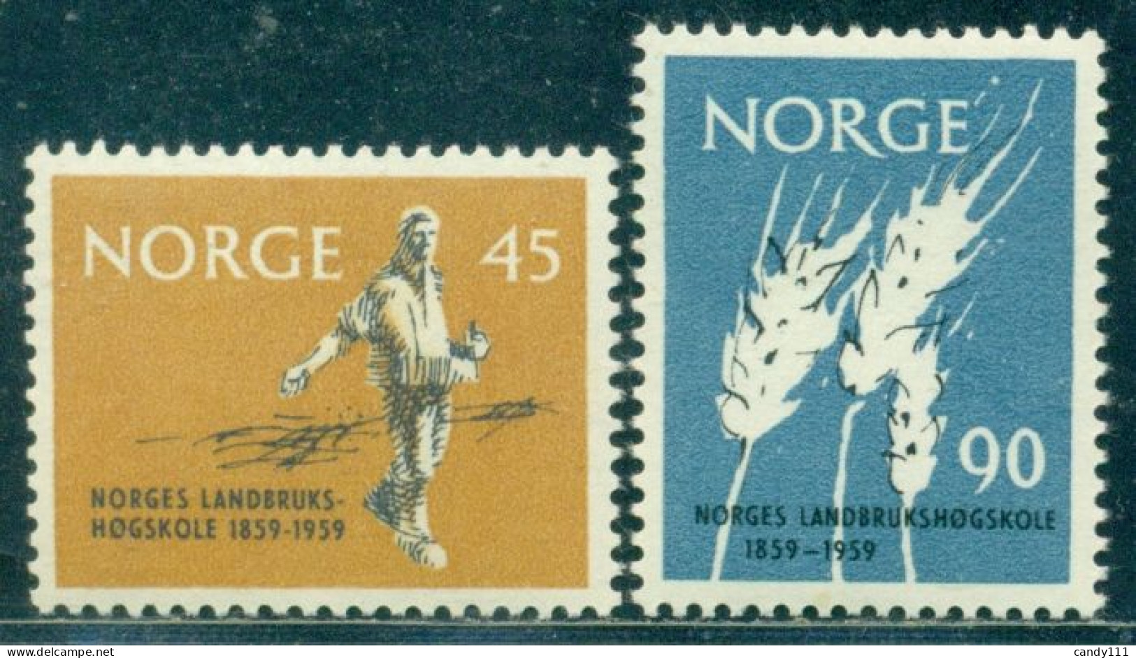 1959 Agricultural College, Sower,wheat,agriculture,Norway,Mi.436,MNH - Agriculture