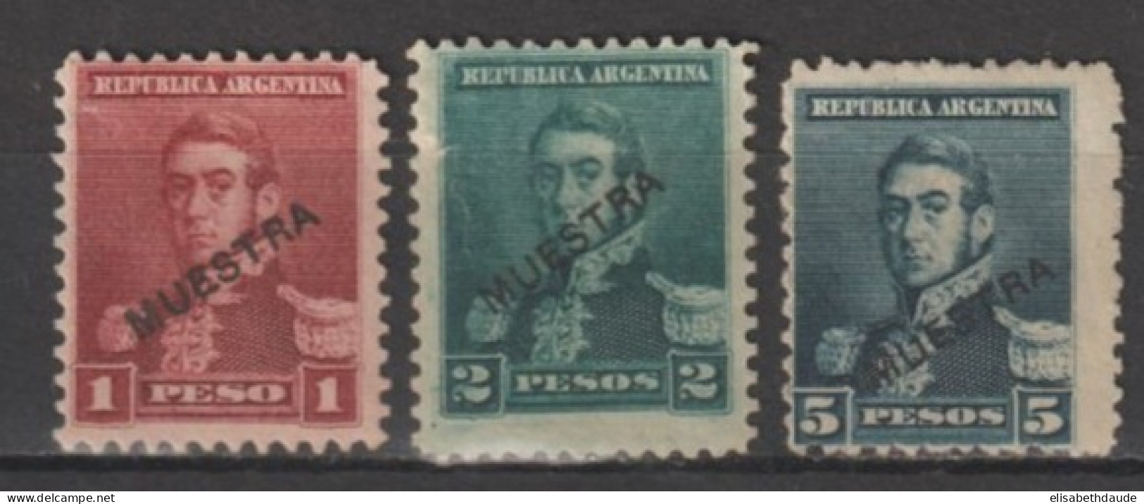 ARGENTINA - 1892 - MUESTRA / ESSAI ! YVERT N°106+108/109 (*) SANS GOMME - Unused Stamps