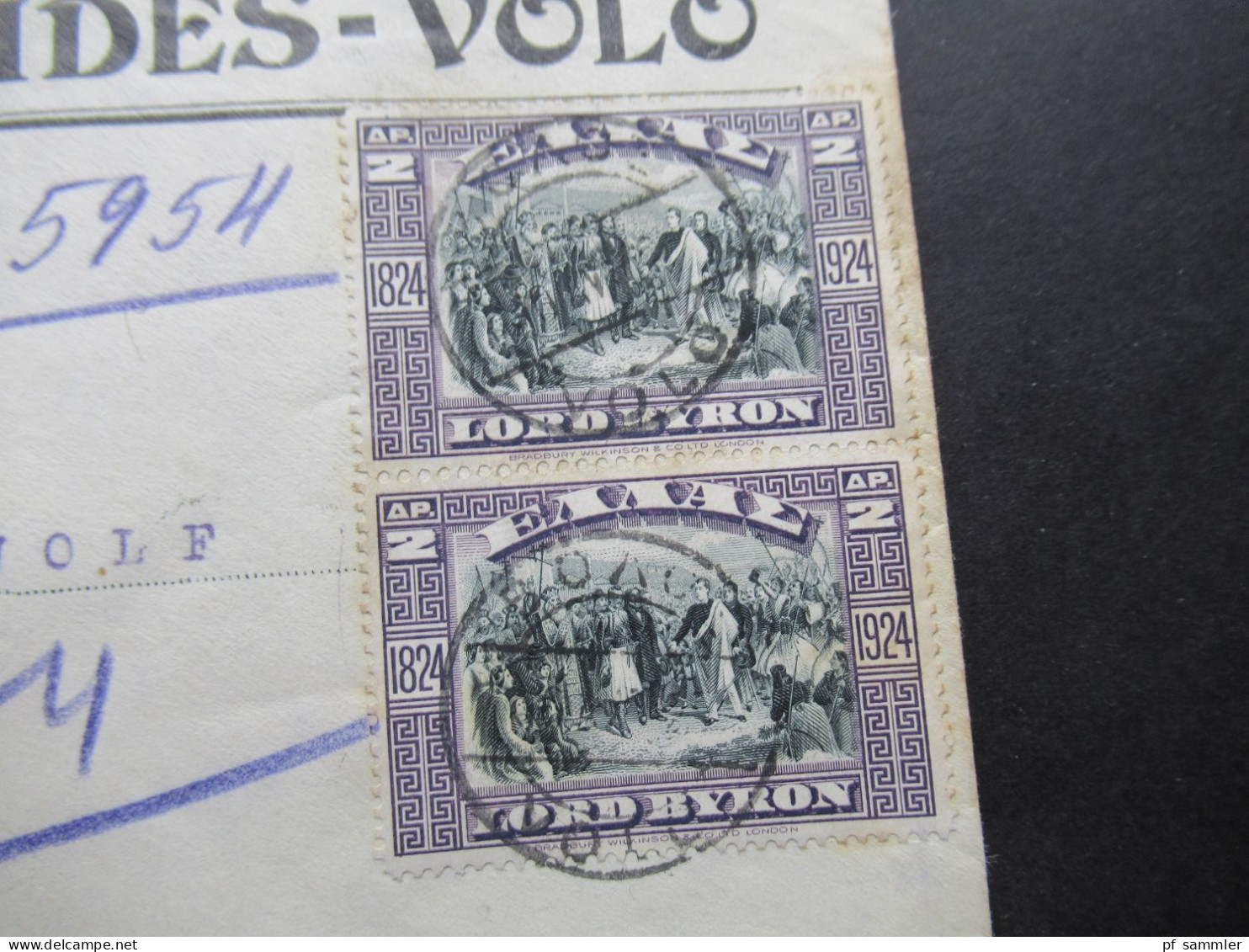 Griechenland 1925 Umschlag A.E. Angelides Volo Einschreiben Nach Betzdorf Sieg Mit Ank. Stempel - Storia Postale