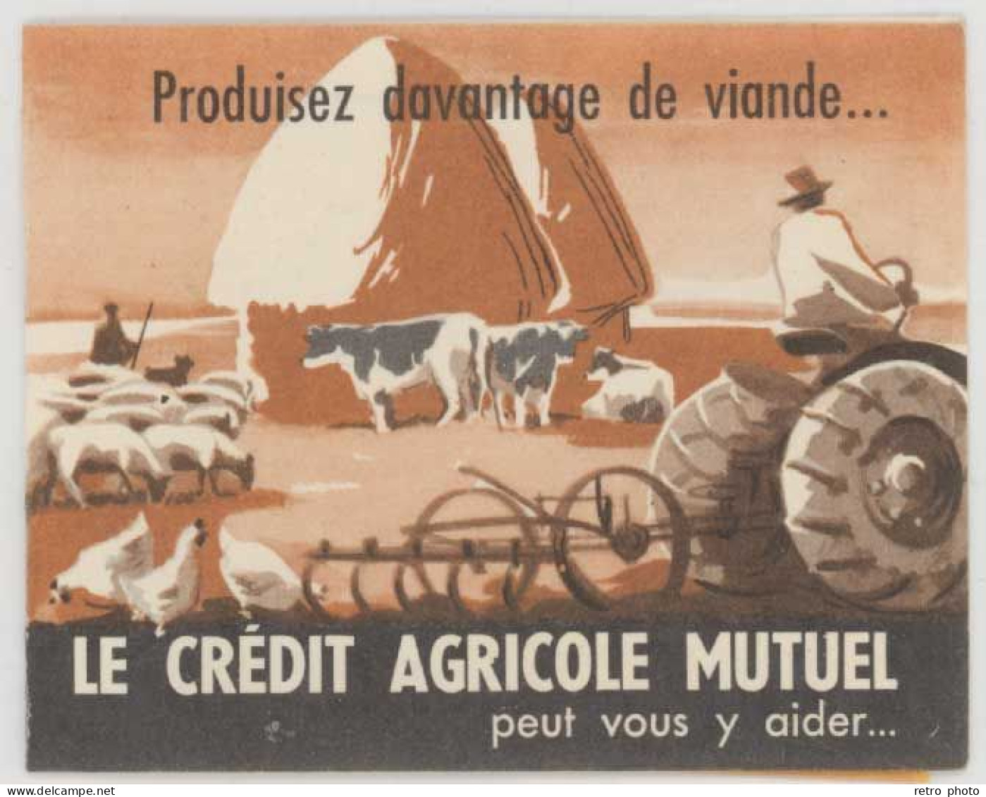 Petit Calendrier Dépliant Le Crédit Agricole Mutuel, 1958, Tracteur, Labours, Poules, Moutons    (S.12545) - Petit Format : 1941-60
